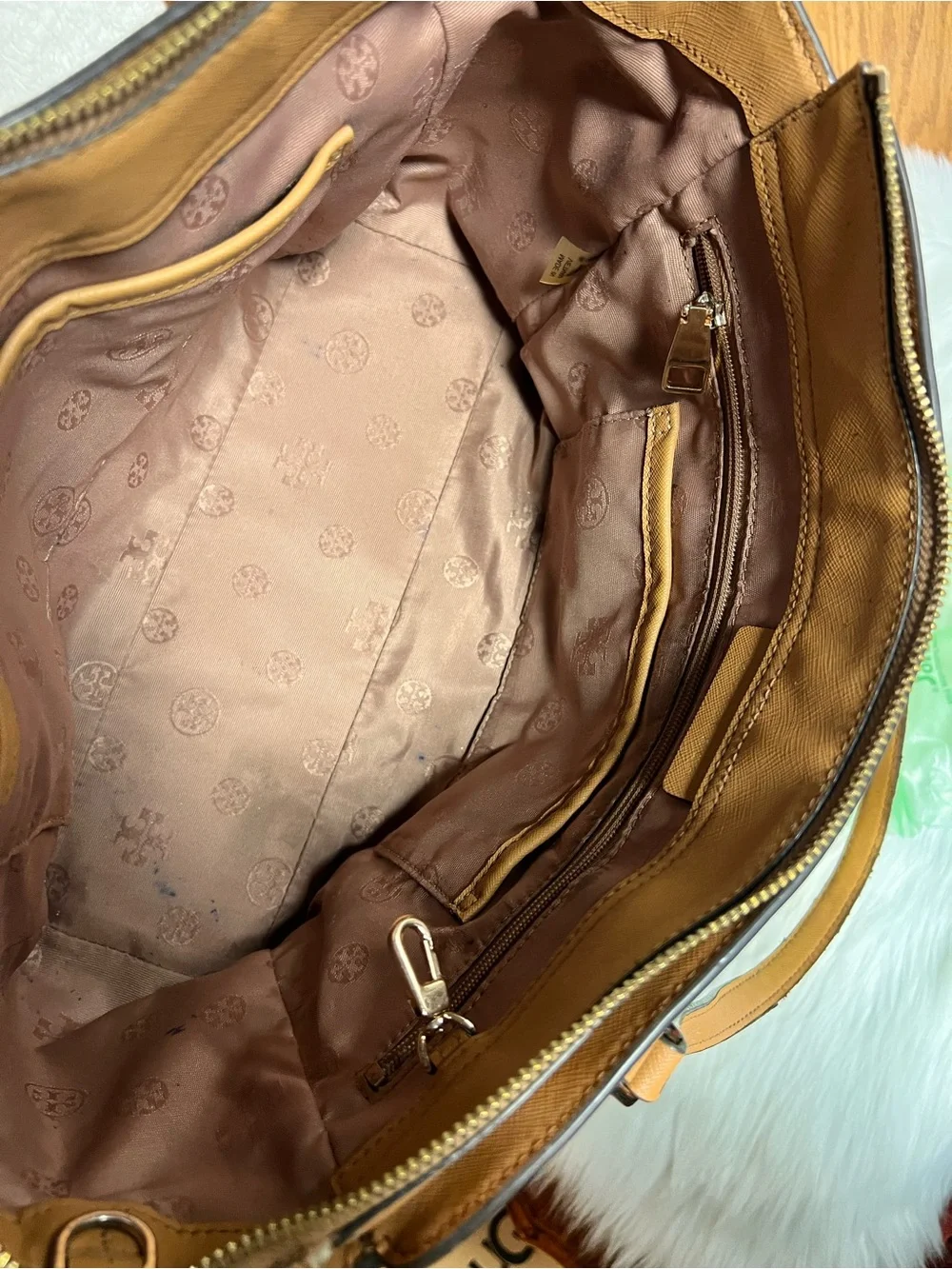 Tory Burch Cognac Leather Zip-Top Tote